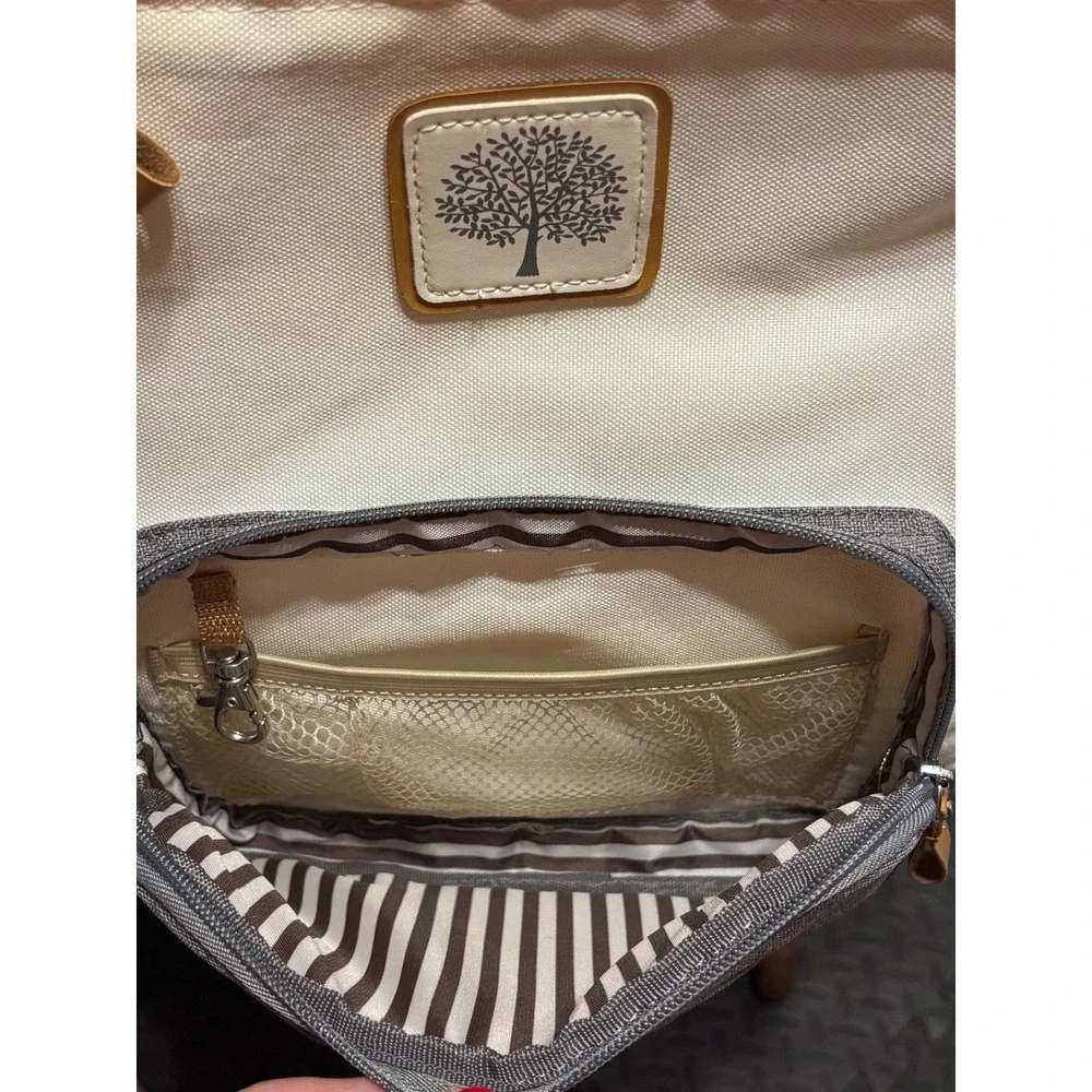 Birch Bag Backpack Diaper Bag Cream Grey Insulated Pockets Excellent Condition